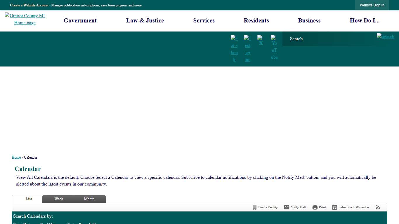 Calendar • Gratiot County, MI • CivicEngage